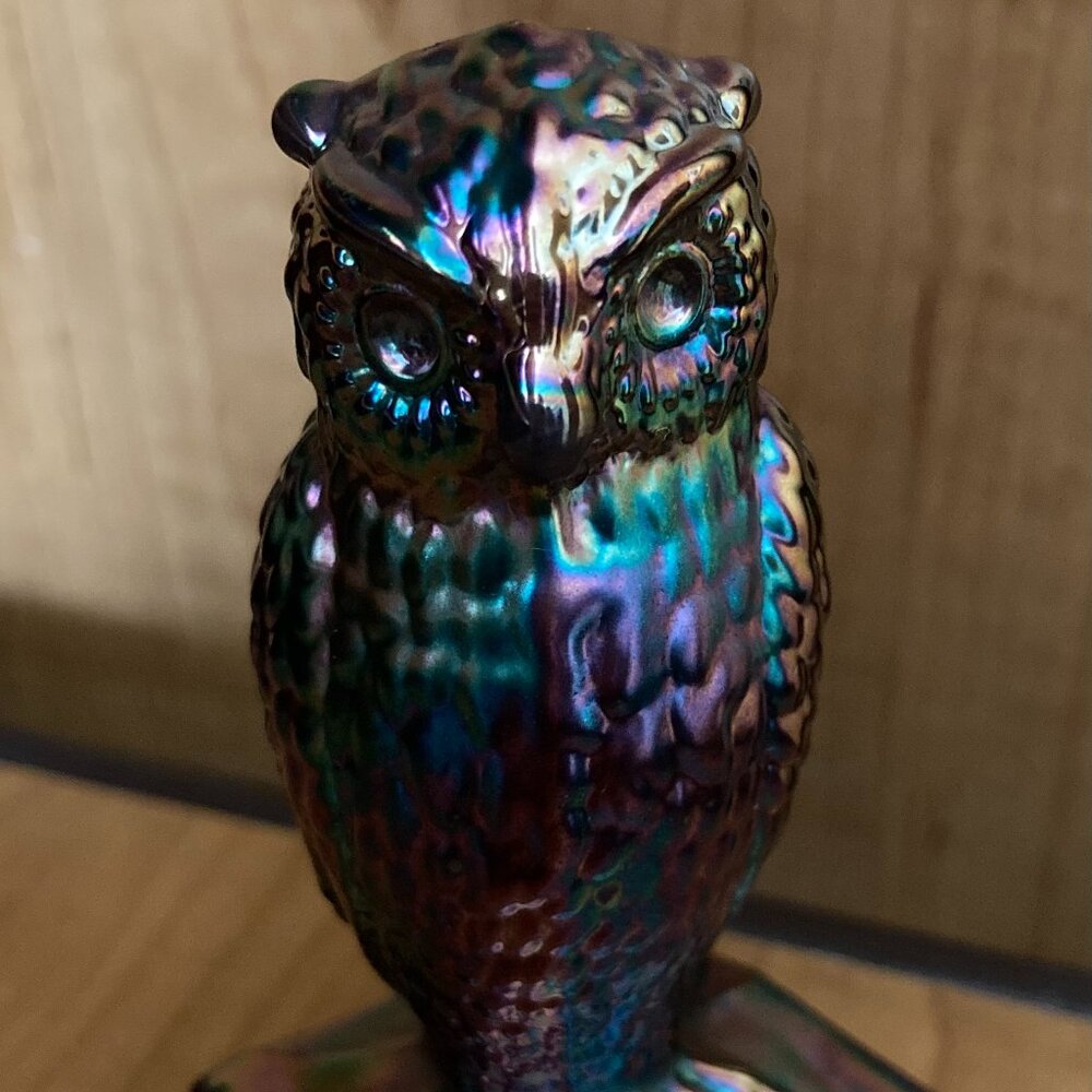 Vintage Carnival Glass Owl - Degenhart